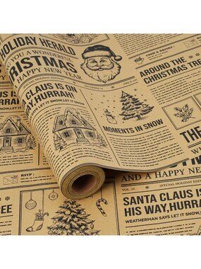 Festive Christmas Wrapping Paper with Santa & Tree Design - Eco-Friendly Gift